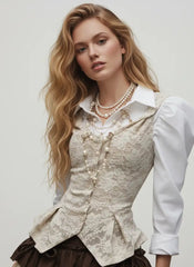 Lace Sweetheart Pleated Twisted Top