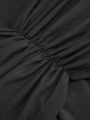 Collar Ruched Metal Button Long Sleeve Maxi Dress