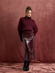 Sequins Mid Rise Mermaid Maxi Skirt