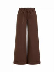 Washed Denim Low Rise Drawstring Wide Leg Jeans