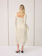 Lace Sweetheart Neckline Bell Sleeve Maxi Dress
