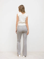 High Rise Retro Geometric Flared Pants