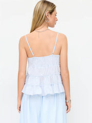 Sweetheart Neck Tie Front Bow Ruffled Cami Blouse