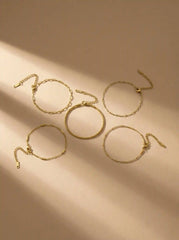 5 PCS 18K GOLD PLATED STAINLESS STEEL CHAIN BRACELET SET