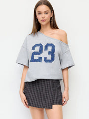 Check Low-Rise Jacquard Asymmetric Mini Skort