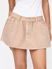 Denim Low Rise A-line Mini Skirt