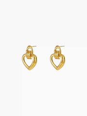 HEART & KNOT 18K GOLD PLATED STAINLESS STEEL STUD EARRING