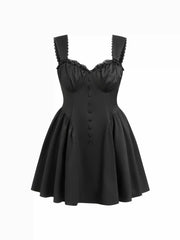 Satin Sweetheart Ruched Lace Up Tank Mini Dress Curve & Plus