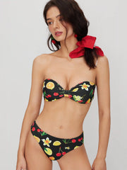 Bandeau Fruit Ruched Cheeky Bikini Set