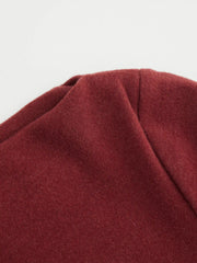 Thermal Cotton-blend Boat Neck Solid Ruched Long Sleeve Tee