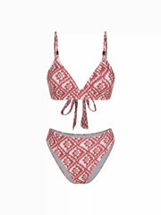 High Stretch Aztec V-neck Bracelet Top & Low Rise Cheeky Bottom Bikini Set