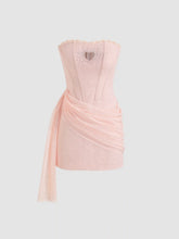 Sculptural Tube Heart Cut Out Rhinestone Corset Mini Dress