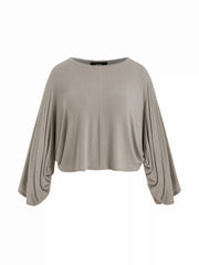 Jersey Round Neck Batwing Sleeve Oversized Tee Curve & Plus