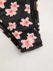 Halter Neckline Floral Knotted Tie Side Bikini Set