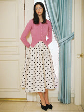 Mid Rise Polka Dot Pocket Ruffle Maxi Skirt