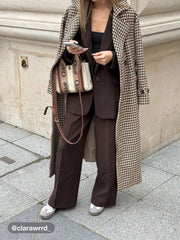 Mid Rise Pleated Wide Leg Trousers