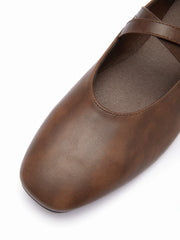 FAUX LEATHER BUCKLE MARY JANE FLATS