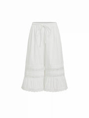Cotton Lace Drawstring Broderie Anglaise Bermuda Bloomer Shorts