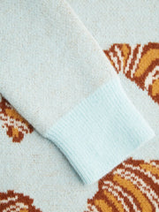 Knit Croissant Pattern Oversized Sweater