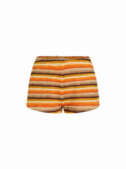 Textured Mid Rise Striped Micro Shorts