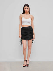 Ruched Drawstring Mini Skort