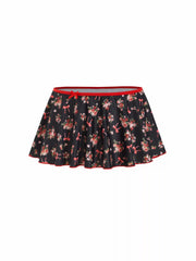 V-neck Floral Bowknot Halter Bikini Set & Cover Up Skirt
