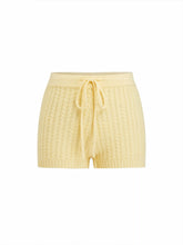 Cable Knit Mid Rise Drawstring Legging Micro Shorts