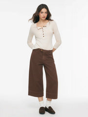 Cider Denim Low Rise Wide leg Cropped Jeans