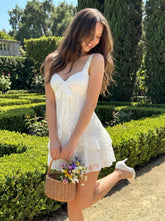 Lace Floral Sweetheart Tiered Mini Dress