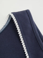 Cotton-blend U-neckline Contrasting Binding Ruched Tank Top