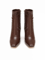 SQUARE TOE CHUNKY HEELED ANKLE BOOTS