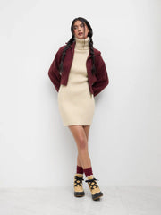 Knit Zip Through Cropped Long Sleeve Top