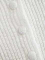 Knit Peter Pan Collar Puff Sleeve Cardigan