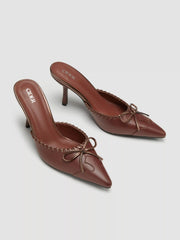 BOWKNOT BRAIDED DECOR MULE HEELS