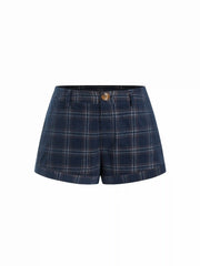 Cotton-blend Tartan Low Rise Micro Shorts