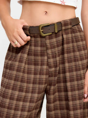 Tartan Mid Rise Pleated Bermuda Shorts With Belt