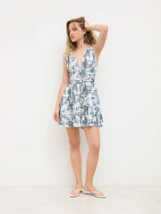 V-neck Floral Ruched Romper