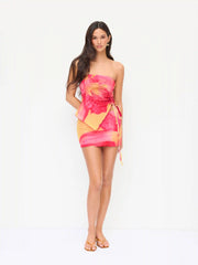 Tropical Floral Side Tie Tank Top & Bodycon Skirt