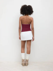 Cotton-blend Rosette Ruched Tube Top