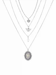 FLORAL & FAUX PEARL LAYERED NECKLACE