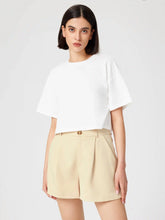 Cotton-blend Round Neckline Oversized Crop Top