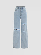 Denim Classic Ripped Straight Leg Jeans
