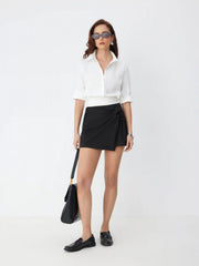Mid Rise Twist Bodycon Mini Skort