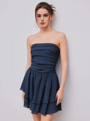 Tube Ruched Ruffle Mini Dress