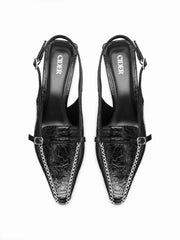 POINTED TOE BUCKLE KITTEN HEELS