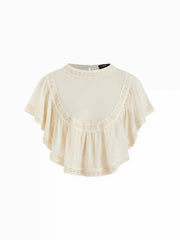 Chiffon Lace Panel Ruffle Sleeve Oversized Blouse