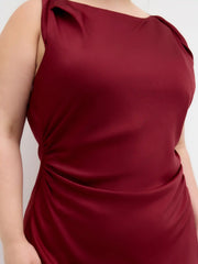 Satin Boat Neck Ruched Maxi Dress Curve & Plus