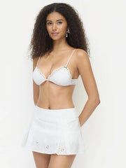 Cotton Sweetheart Eyelet Bralette & Mid Rise Skirt Loungewear Set