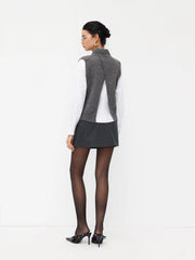 Knit Stand Collar Split Vest