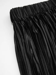 Textured High Rise Pleated Wide Leg Trousers